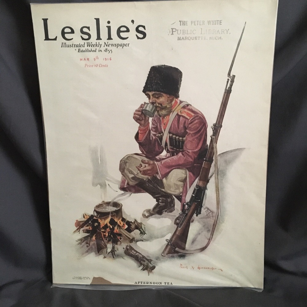 Leslie's Illustrated Weekly Newspaper March 9th 1916 Cover Only Afternoon Tea - Picture 1 of 8